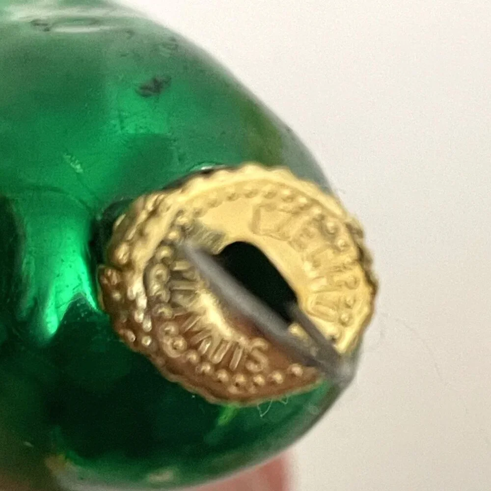 Vintage Glass Pickle Christmas Ornament‎ Green Metallic Czechoslovakia Good Luck